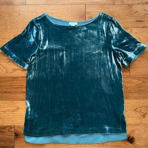 Sundance Green Velvet Silk Blend Blouse T Shirt Size S